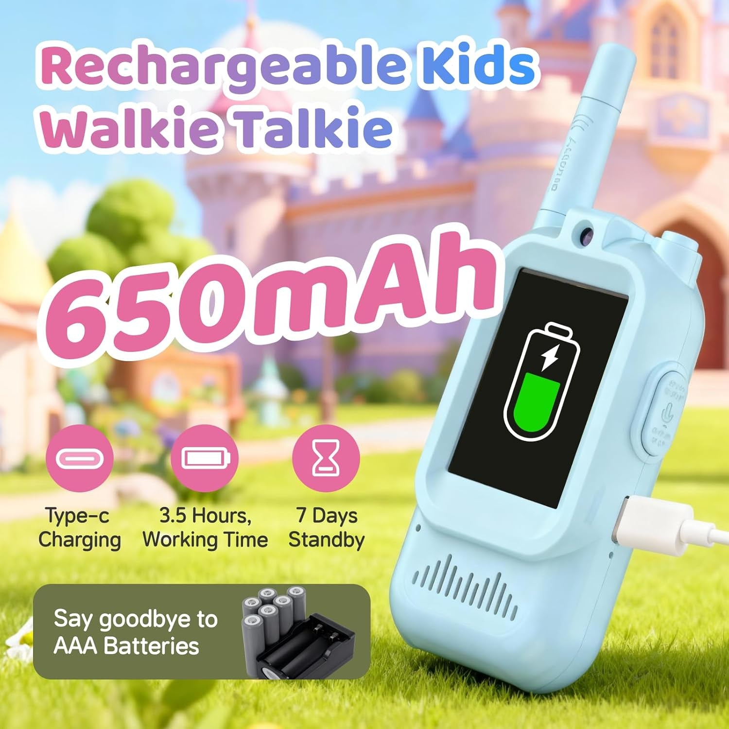 Video Walkie Talkie Toys for Age 3-12 Boys Girls, 2 Pack Rechargeable Walkie Talkies with Screen,Long Range 2 Way Radio with 4 Voice Effects, Christmas Birthday Gifts for Kids Indoor Outdoor Camping