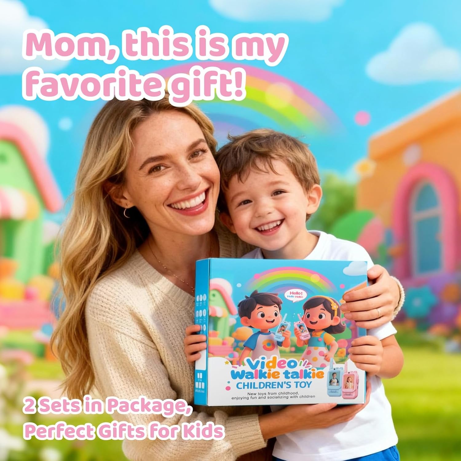 Video Walkie Talkie Toys for Age 3-12 Boys Girls, 2 Pack Rechargeable Walkie Talkies with Screen,Long Range 2 Way Radio with 4 Voice Effects, Christmas Birthday Gifts for Kids Indoor Outdoor Camping